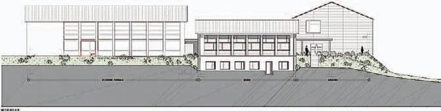 Zwischen Turnhalle und bestehendem Schulhaus soll ein Neubau (Mitte) realisiert werden. Planskizze: zg