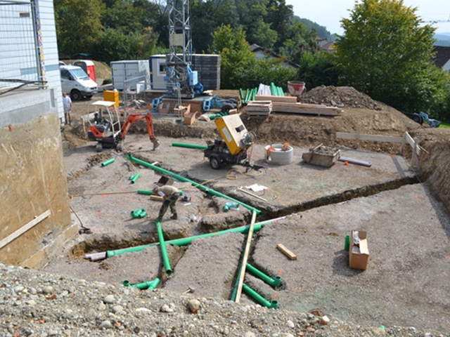 Schulbauprojekt Eggenwil - Erstellung gebäudeinterne Kanalisation am 10.09.2014