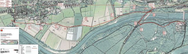 Linienführung der Abwasserdruckleitung vom Abwasserpumpwerk Steiächer in Eggenwil zur regionalen ARA Kessel in Bremgarten