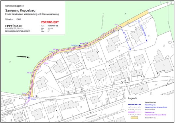 Vorprojekt Sanierung Rotrainstrasse und Kuppelweg inkl. Werkanlagen – Situationsplan Kuppelweg
