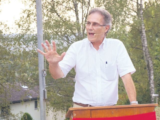Bundesfeier Eggenwil 2018 - Mark Brändli sprach viele verschiedene Themen an. Bild: BBA 03.08.2018/Hans Rechsteiner