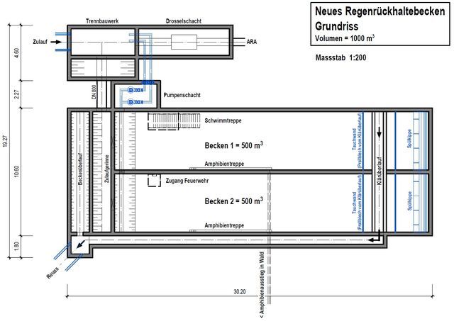 Bauprojekt Regenrückhaltebecken ARA Kessel Bremgarten - Grundriss