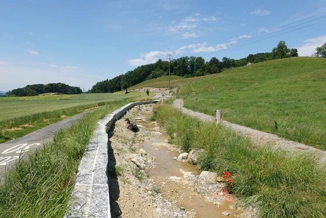 Hochwasserschutzmassnahmen und Renaturierung Eggenwil; Teilprojekt «Um-/Offenlegung und Renaturierung Ibisguetbach, Eg04/04a», realisiert 2018/2019. Bild: Gemeindekanzlei/Walter Bürgi