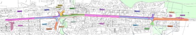 Nach der Inbetriebnahme der ausgebauten und sanierten Ausserortsstrecke der Kantonsstrasse K 271 zwischen Eggenwil und Künten im Jahr 2016 begannen Kanton und Gemeinde Mitte September 2020 mit den Bauarbeiten an der Badenerstrasse K 271 im Eggenwiler Innerort. Nebst der Instandsetzung und Anpassung der Fahrbahnen von K 271 und Einmündungen der Gemeindestrassen samt zusätzlichen Gehwegen und behindertengerechter Bushaltestelle sowie Massnahmen zur Verkehrssicherheit und -beruhigung (Einfahrtsbremse Süd, Sichtzonen, randseitige Inseln, Mittelinseln und Fussgängerquerungen, Kernfahrbahn ohne Mittelstreifen mit beidseitigen Radstreifen etc.) wurden auch sämtliche teilweise über 100 Jahre alten kommunalen Werkanlagen der Wasserversorgung, Abwasserbeseitigung und Elektrizitätsversorgung saniert, die Strassenbeleuchtung auf LED umgerüstet und erweitert sowie die Strassenräume durch zusätzliche Bäume und neue Rabatten mit ökologisch wertvoller und attraktiver Mischpflanzung aufgewertet. Nach fast zweijähriger Bauzeit enden nun die Arbeiten mit dem Einbau des lärmarmen Deckbelags und den Strassenmarkierungen unter Vollsperrung der K 271 voraussichtlich am 11. und 12. Juli 2022. Die Gesamtkosten des bedeutenden Generationenprojekts sind mit 6,57 Millionen Franken veranschlagt, wovon Eggenwil 4,2 Millionen Franken trägt. Vom Gemeindeanteil entfallen rund 2 Millionen Franken auf die Werkanlagen. Das Einweihungs- und Dorffest findet am Wochenende vom 26./27. August 2022 statt. Bild: Projektperimeter mit Übersicht der Bauphasen