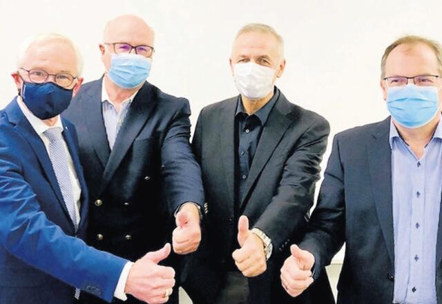 (v. l.) Die Präsidenten Eduard Schwab (Kelleramt), Hanspeter Brun (Mutschellen), Thomas Rohrer (Niederwil/Fi-Gö) und Andreas Bernauer (Bremgarten) sind zuversichtlich. Bild: BBA 27.11.2020/zg 