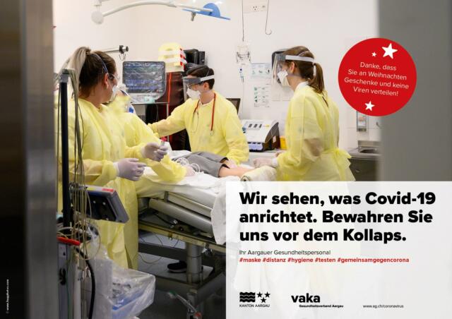 Kampagene Gesundheitsverband vaka und Kanton Aargau: Gemeinsam gegen Corona – auch über die Festtage