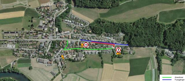 Sanierung K 271 Eggenwil IO – Fussgängerumleitung Bauphase 11, Seite Bremgarten