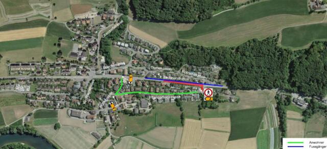 Sanierung K 271 Eggenwil IO – Fussgängerumleitung Bauphase 11, Seite Bremgarten 