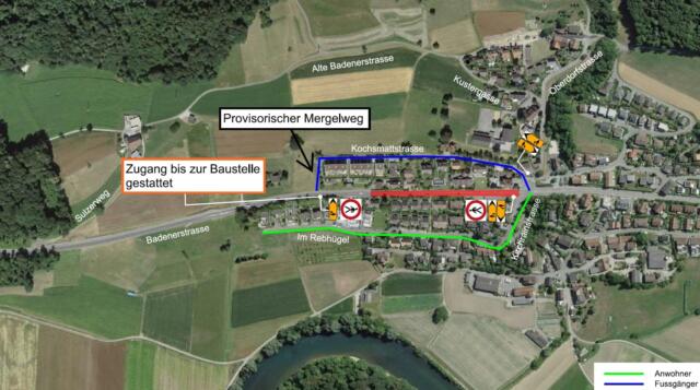 Sanierung K 271 Eggenwil IO – Fussgängerumleitung Bauphase 3