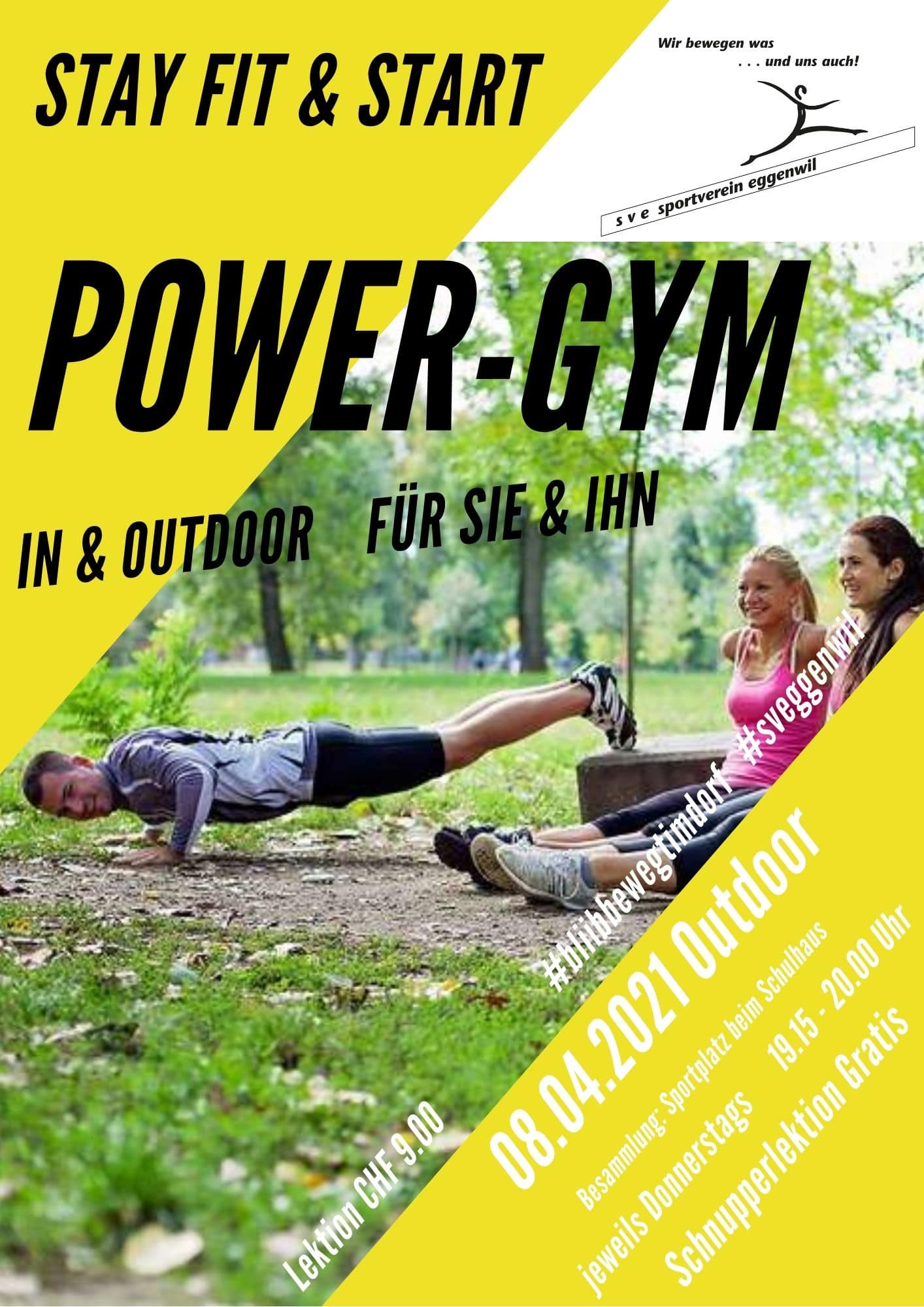 Sportverein Eggenwil – Neues Trainingsprogramm «Power-Gym Outdoor für Sie und Ihn» ab 08.04.2021