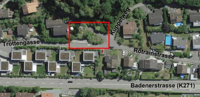 Projekt Neubau Trafostation Trottengasse Eggenwil – Luftbild mit Lagevermerk