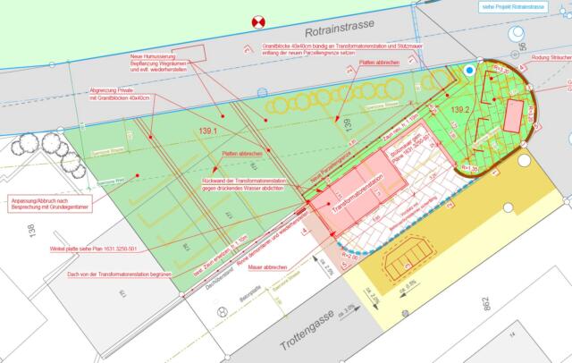 Projekt Neubau Trafostation Trottengasse Eggenwil – Situationsplan