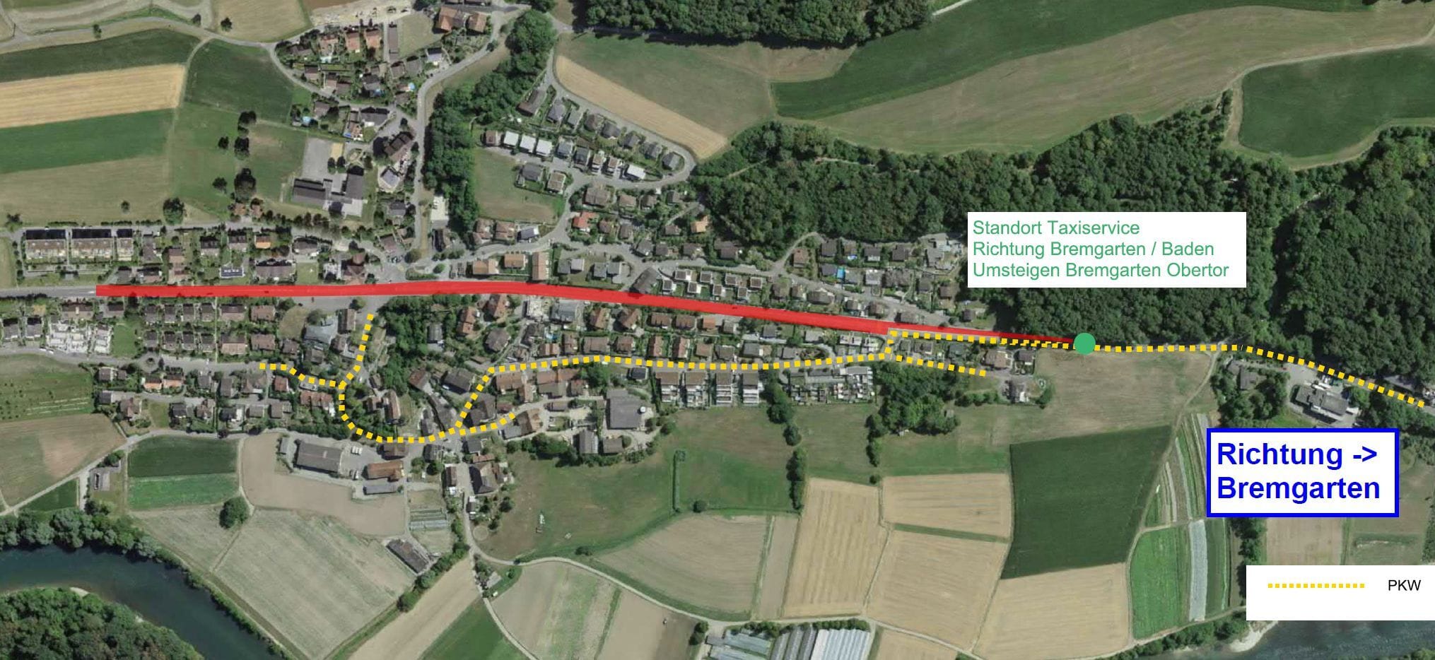 Sanierung K 271 Eggenwil Innerort – Umleitungsplan Dorfteil Talseite während der Vollsperrung der Badenerstrasse infolge Deckbelagseinbau am Montag und Dienstag, 11. und 12. Juli 2022