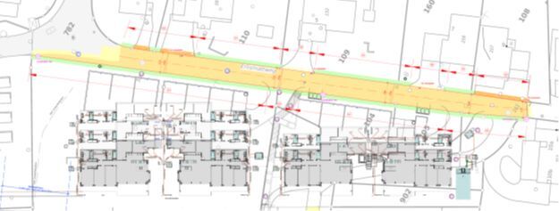 Auszug Situationsplan aus Vorprojekt des Ing.-Büro Porta AG vom 01.05.2023 für Ausbau/Sanierung Erlismattweg inkl. Umlegung Gemeindekanalisation in Koordination mit dem Baugesuch Nr. 2023/06 der Immobilien Plus AG, Zufikon, für die Erstellung von 10 Terrassenhäusern mit 2 Parkdecks auf den Parzellen Nrn. 102, 103, 104, 105 und 902, Erlismattweg 2 bis 20 Auszug Situationsplan aus Vorprojekt des Ing.-Büro Porta AG vom 01.05.2023 für Ausbau/Sanierung Erlismattweg inkl. Umlegung Gemeindekanalisation in Koordination mit dem Baugesuch Nr. 2023/06 der Immobilien Plus AG, Zufikon, für die Erstellung von 10 Terrassenhäusern mit 2 Parkdecks auf den Parzellen Nrn. 102, 103, 104, 105 und 902, Erlismattweg 2 bis 20