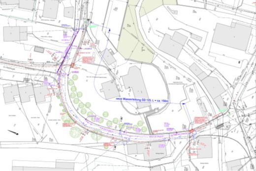 Strassenbauprojekt «Ausbau und Sanierung Kirchrainstrasse» – Situationsplan Werkleitungsbau