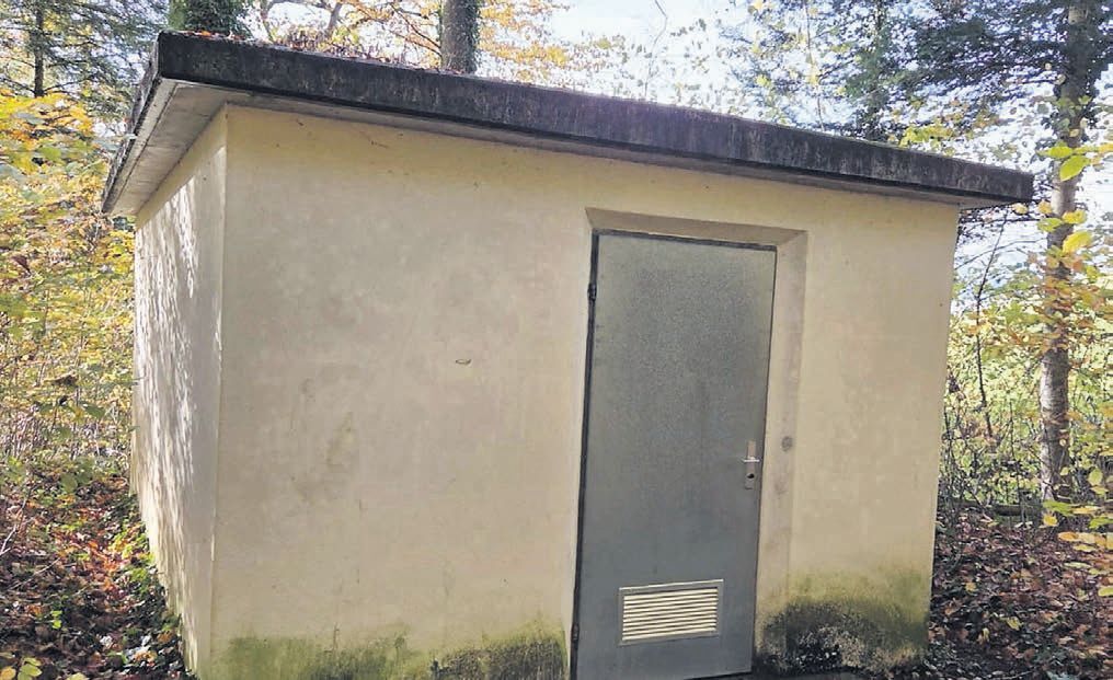 Dieses Häuschen des Eggenwiler Quellwasserpumpwerks soll im Zuge der Sanierung abgerissen werden. Bild: BBA 04.11.2025/zg