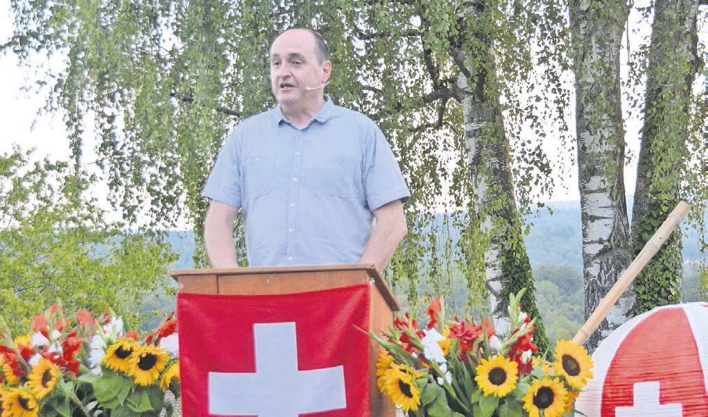 In seiner 1.-August-Rede betonte Motorex-CEO Edi Fischer, dass es heute viele tolle junge Leute gibt. Bild: BBA 04.08.2026/Roger Wetli